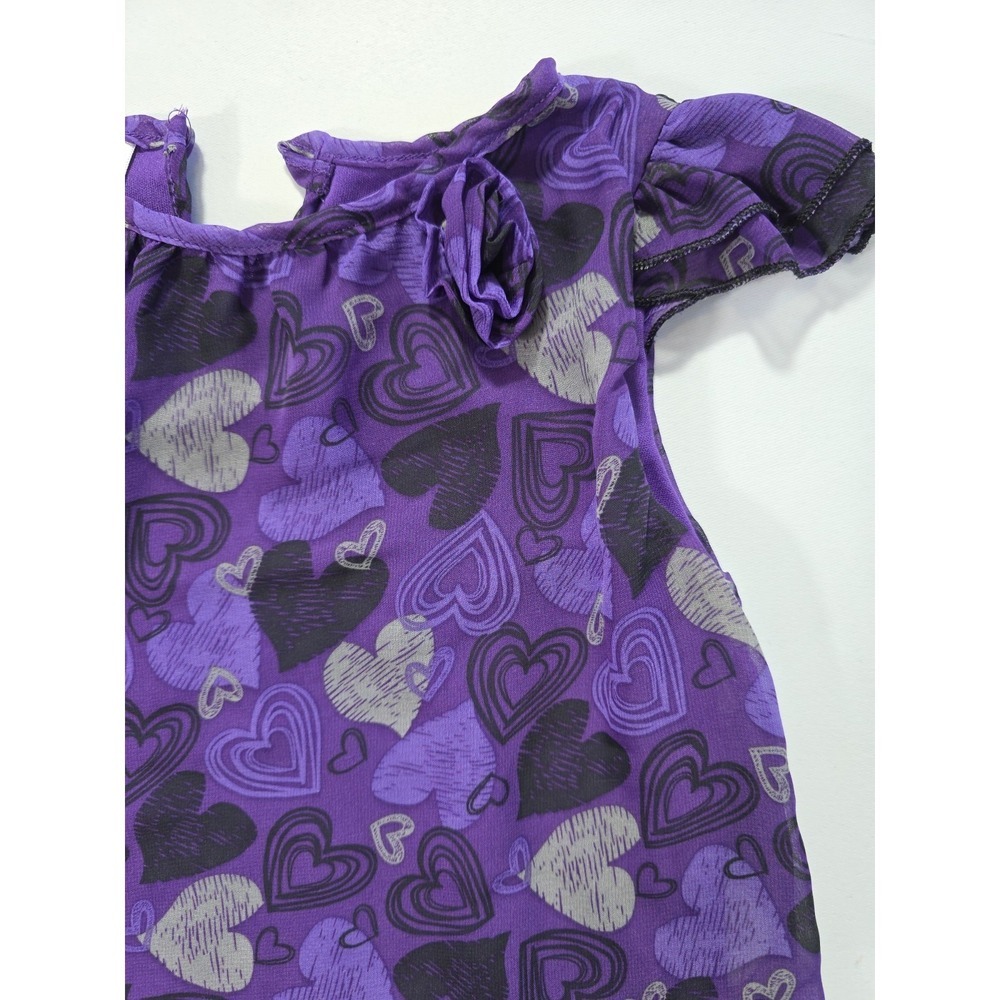 Vintage Y2K George Girls Purple Heart Ruffle Dress 5T Layered Party Cute - Picture 7 of 8